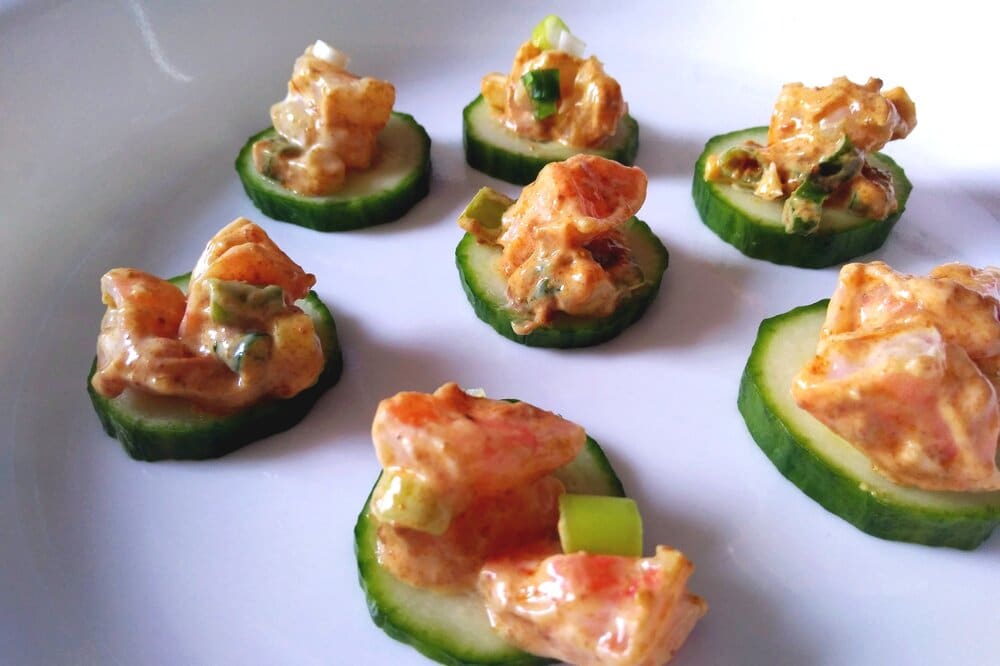 Curried Shrimp Salad Cucumber Bites · Mama Lams